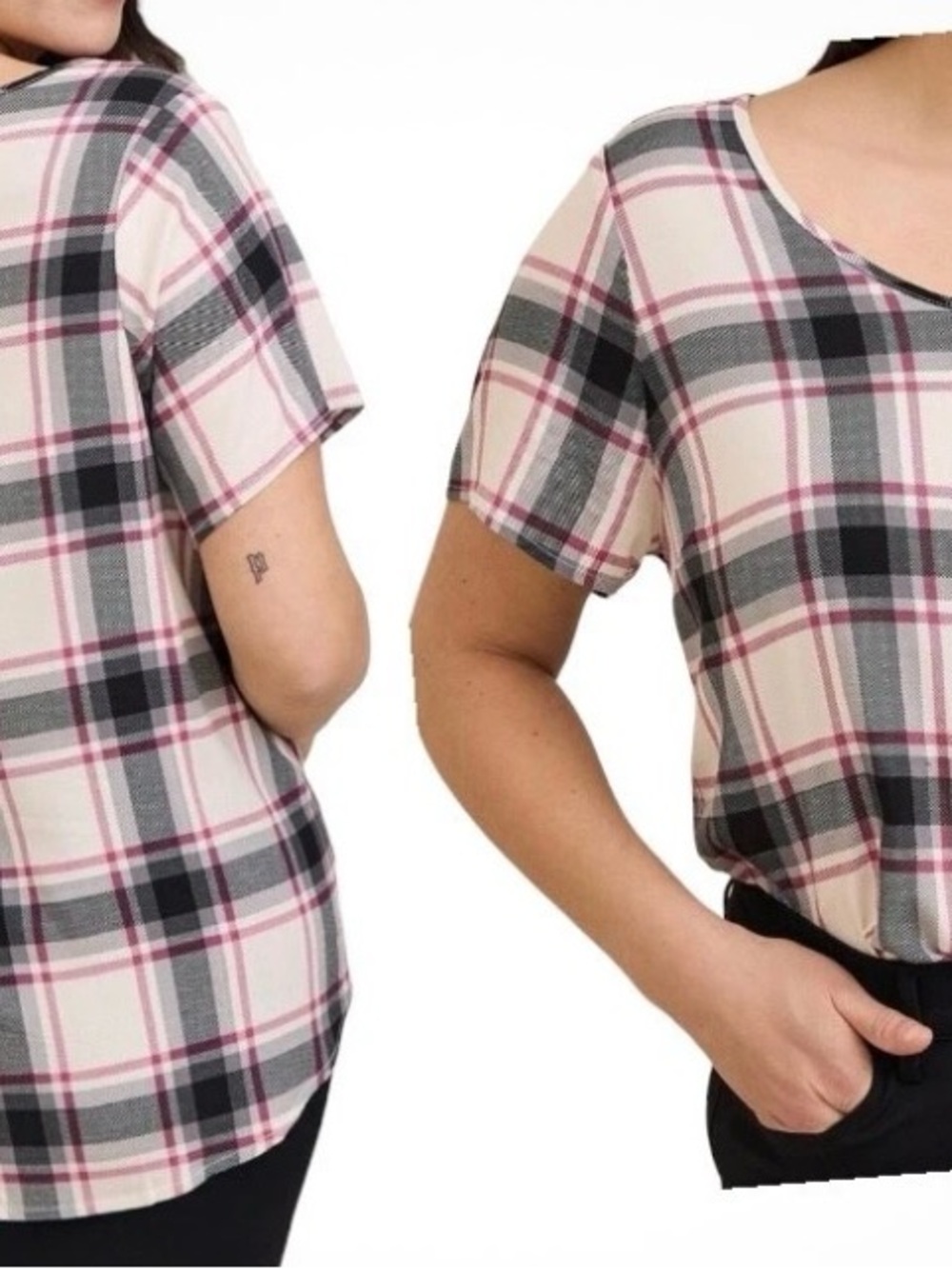 Torrid Plaid Abbey Back Button Down Top Shirt Short Sleeve Size 3